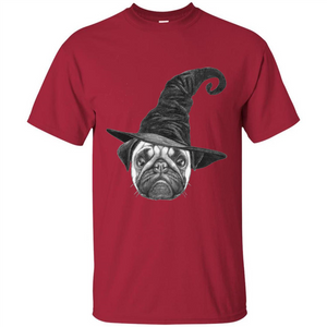 Pug Lover T-shirt Pug In Witch Hat Halloween T-Shirt