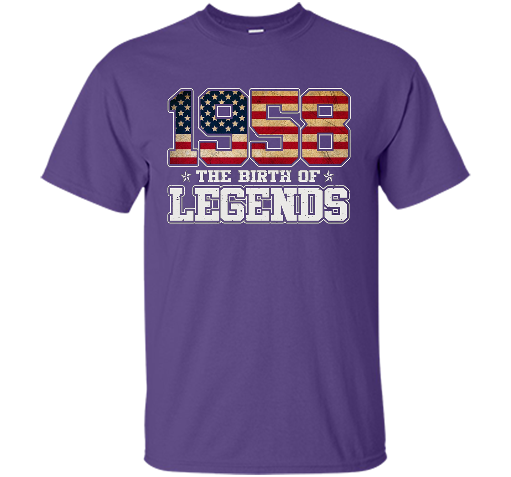 Birthday Gift For 59 Years Old 1958 T Shirt American Flag t-shirt Purple
