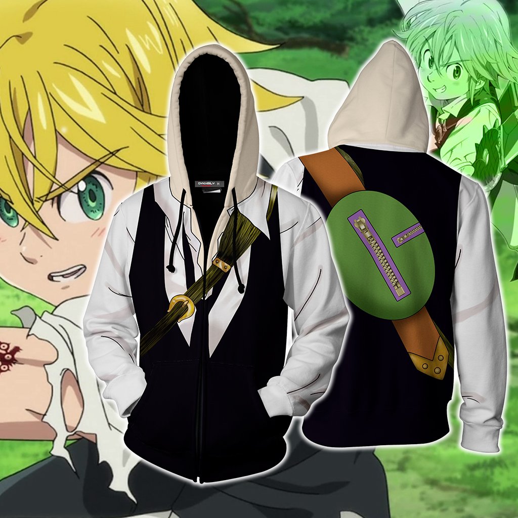 Nanatsu No Taizai Meliodas Cosplay Zip Up Hoodie Jacket 4XL