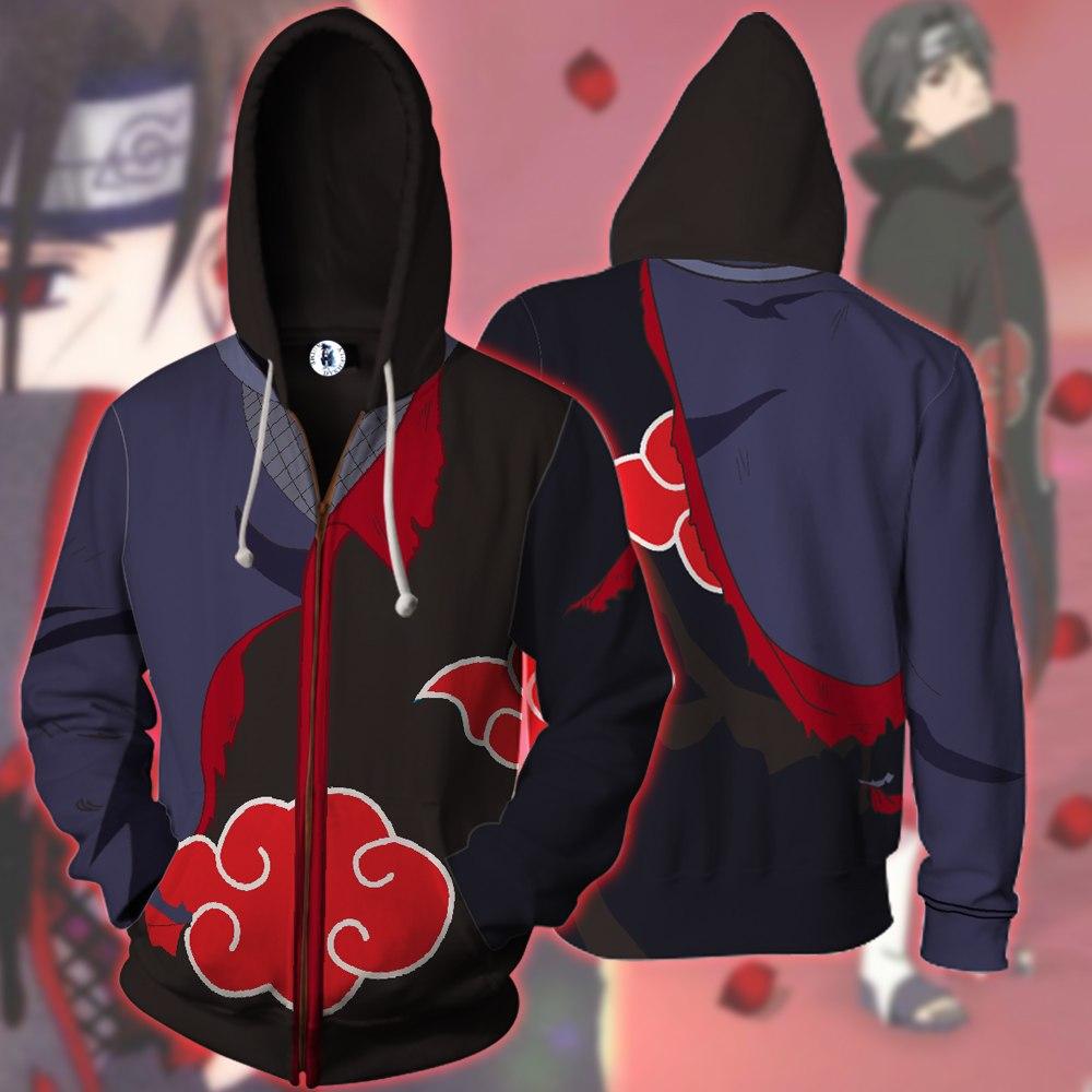 Naruto Akatsuki Cosplay Zip Up Hoodie Jacket 4XL