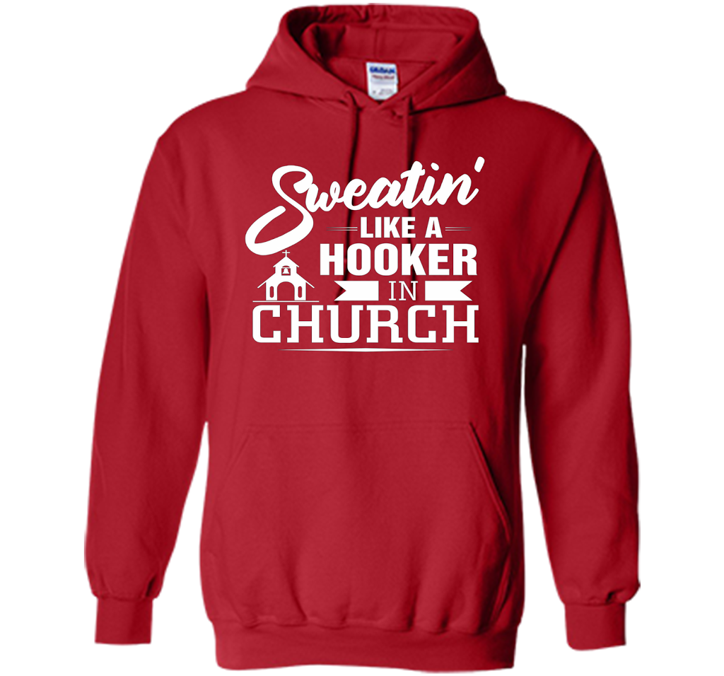 Christian T-shirt Sweating Like A Hooker In Church T-shirt Red