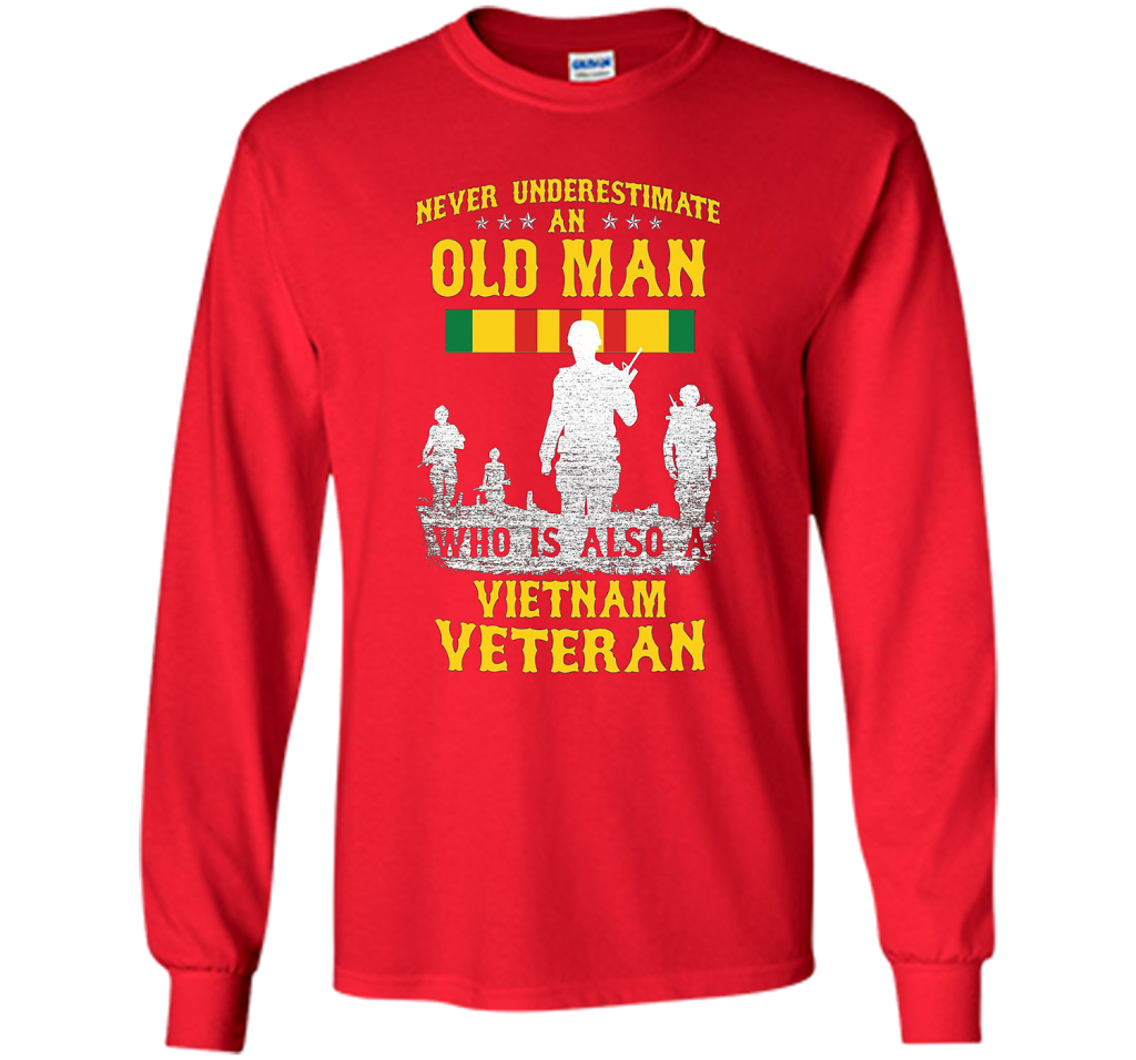 Mens Never Underestimate an OLD MAN Vietnam Veteran - Gift Tee cool shirt Red