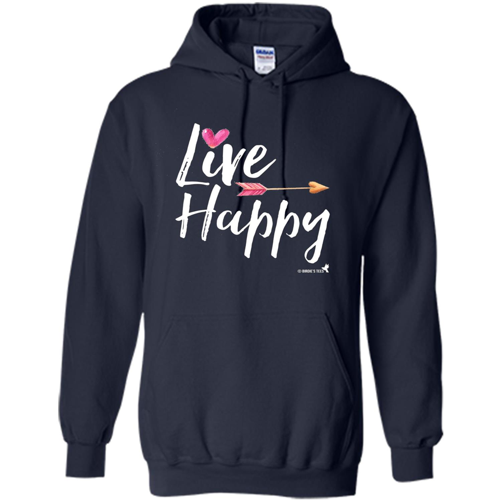 Inspirational Motivational Uplifting T-shirt Live Happy Navy