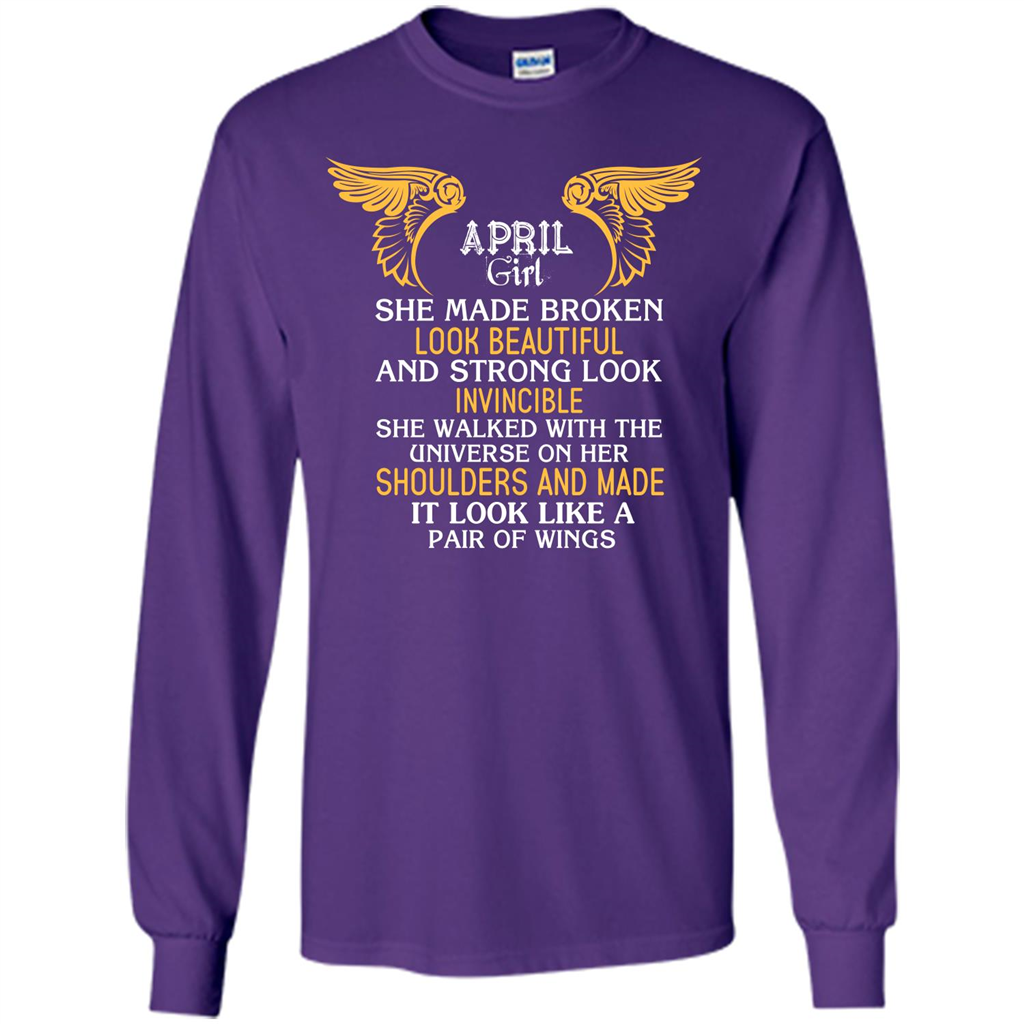 April Girl She Made Broken Look Beautiful T-shirt Purple