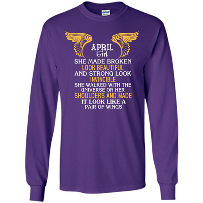 April Girl She Made Broken Look Beautiful T-shirt Purple