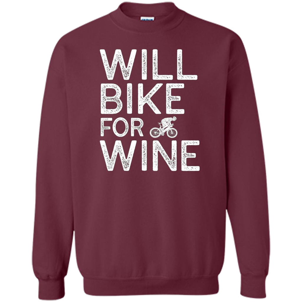 Cyclist Biker T-shirt Will Bike For Wine Maroon