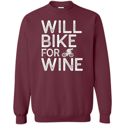 Cyclist Biker T-shirt Will Bike For Wine Maroon