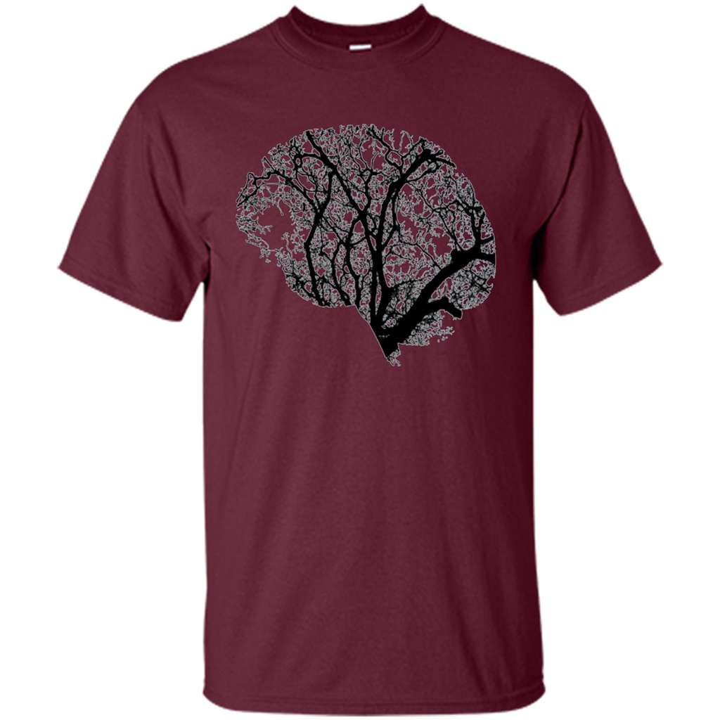 Science Nature T-Shirt Head Brain Tree Maroon