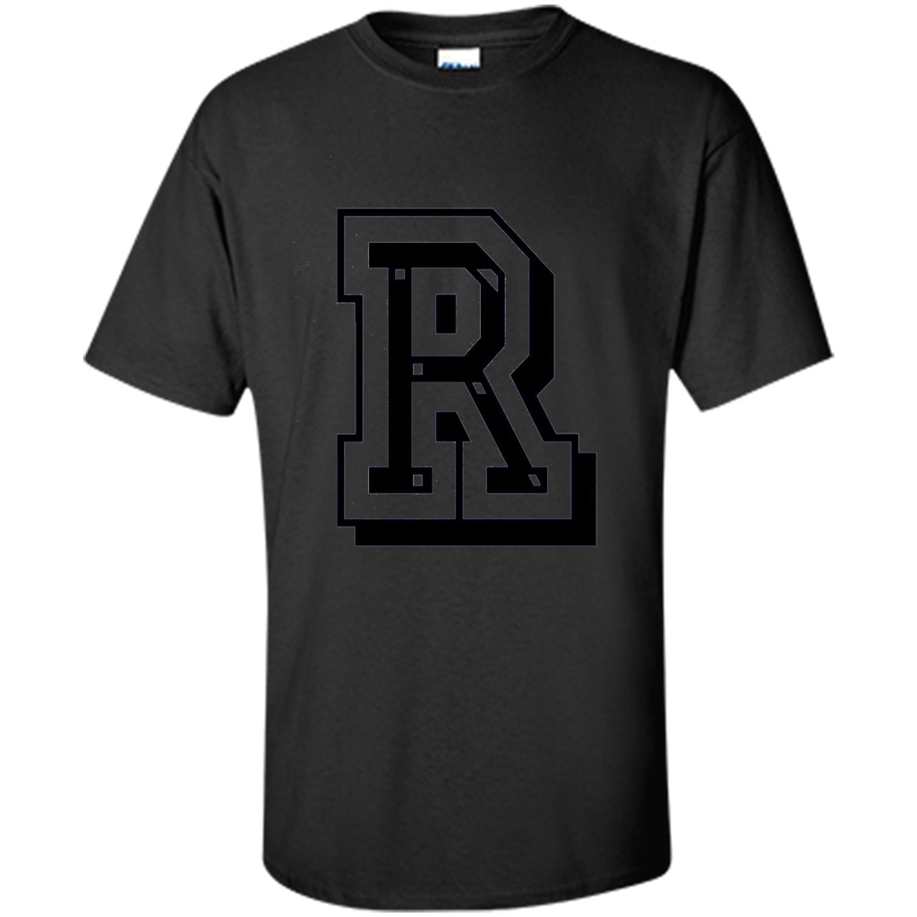 Letter R Initial T-Shirt for Names or Spelling Words Black