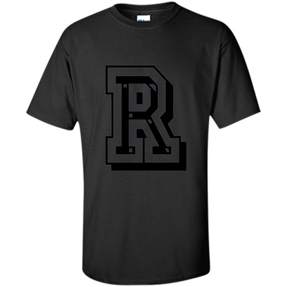 Letter R Initial T-Shirt for Names or Spelling Words Black