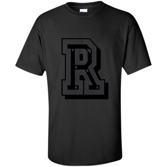 Letter R Initial T-Shirt for Names or Spelling Words Black
