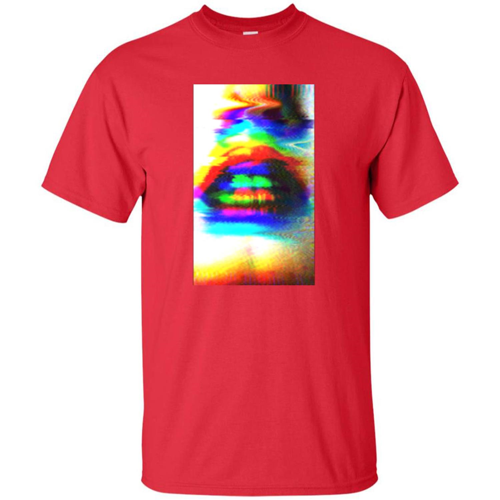 Glitch Art Lips T-shirt Red