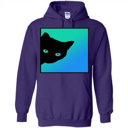 Cat Lover T-shirt Black Cat Blue Green T-shirt Purple