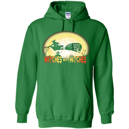 Witches With Hitches Camping Funny T-shirt Halloween T-shirt Irish Green