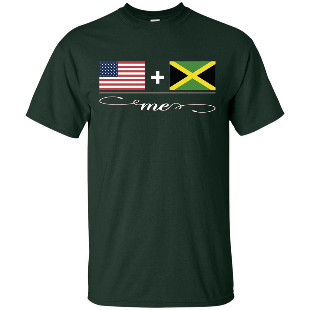 American + Jamaican = Me USA and Jamaica Flags T-shirt Forest Green