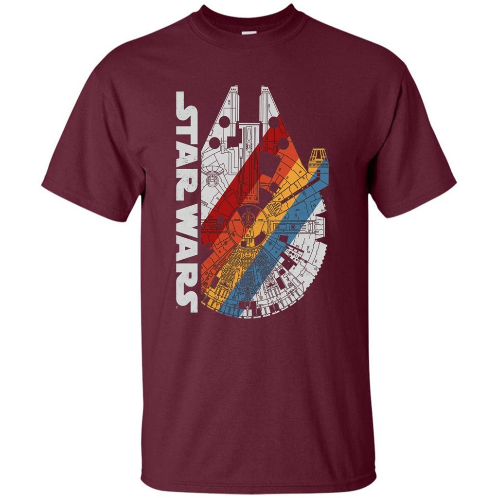 Movie T-shirt The Millennium Falcon Wears Retro Stripes T-shirt Maroon
