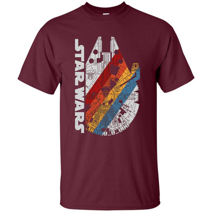 Movie T-shirt The Millennium Falcon Wears Retro Stripes T-shirt Maroon