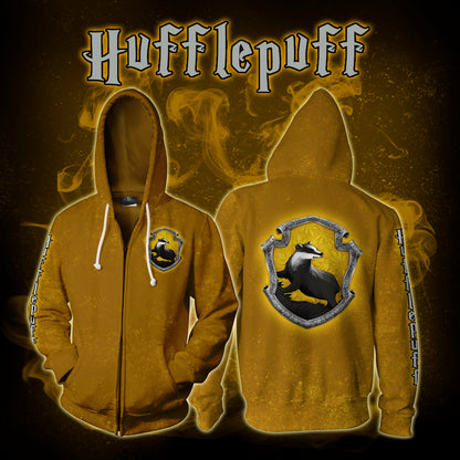 Hufflepuff Logo (Harry Potter) 3D Zip Up Hoodie 4XL