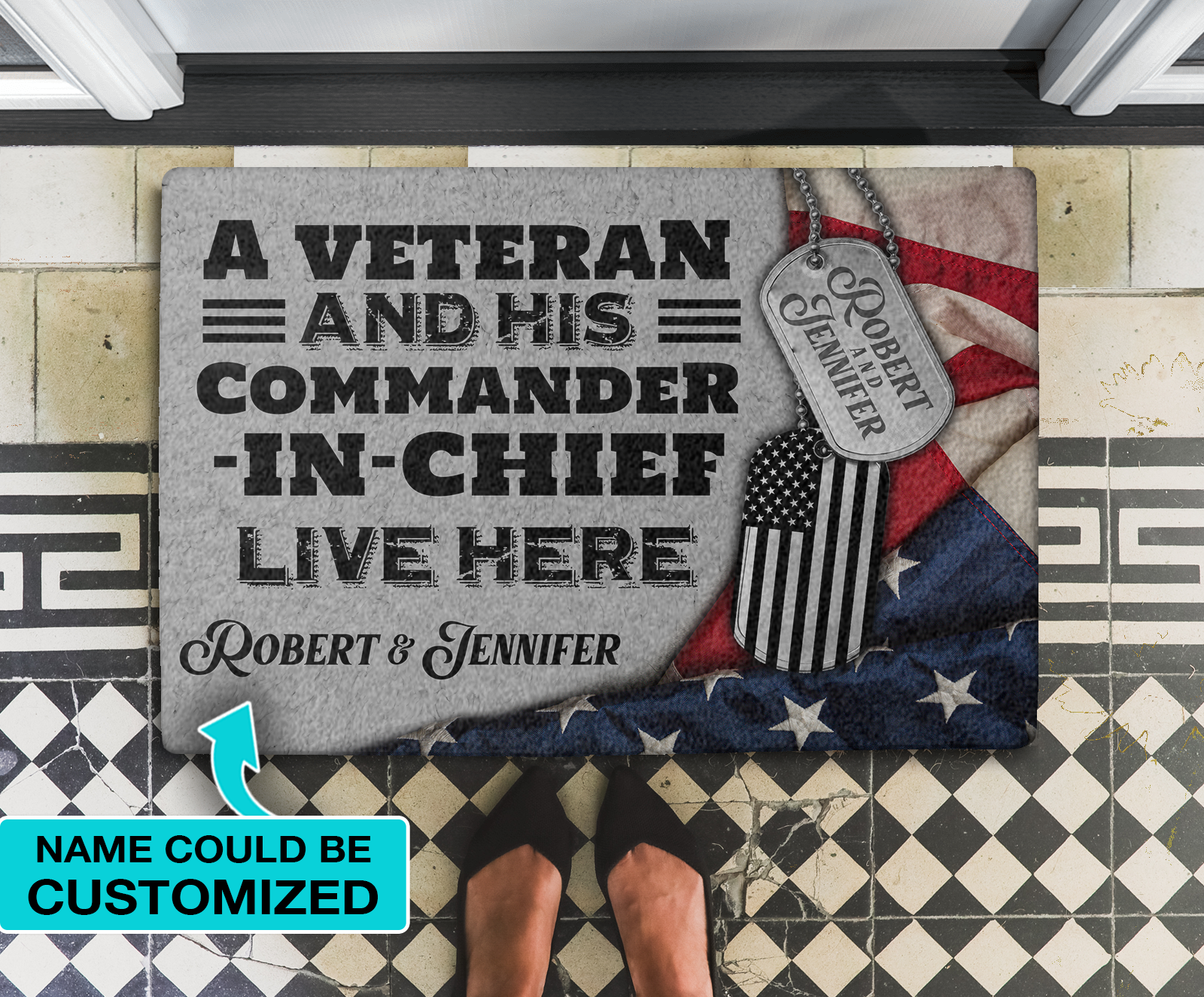 Personalized A Veteran and His commander-in-chief live here Doormat