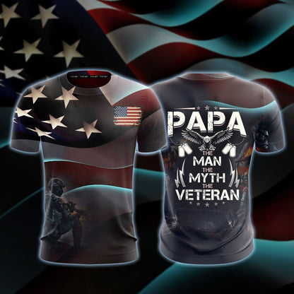Papa - The Man The Myth The Veteran Zip Up Hoodie T-shirt