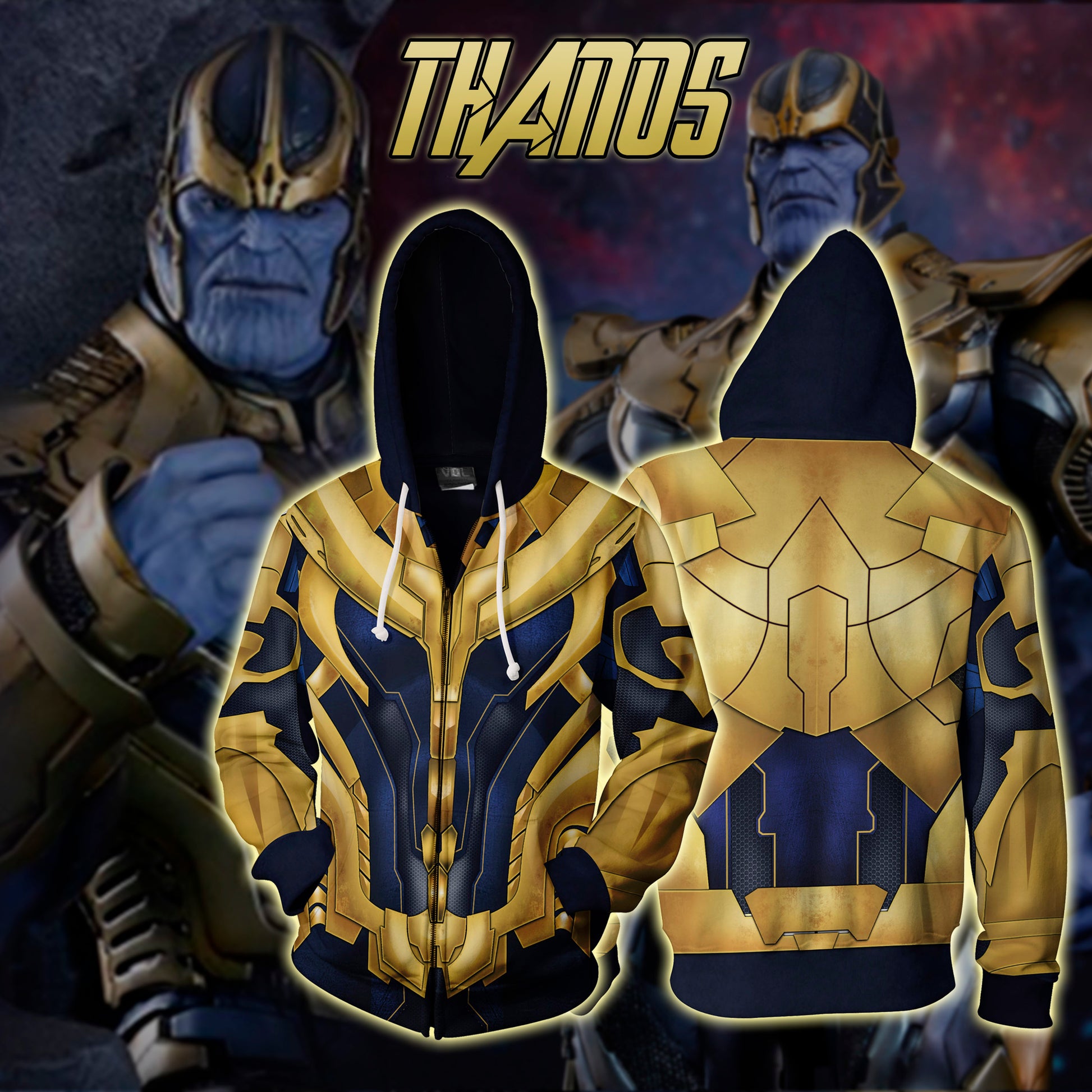 Thanos Cosplay Zip Up Hoodie Jacket 4XL