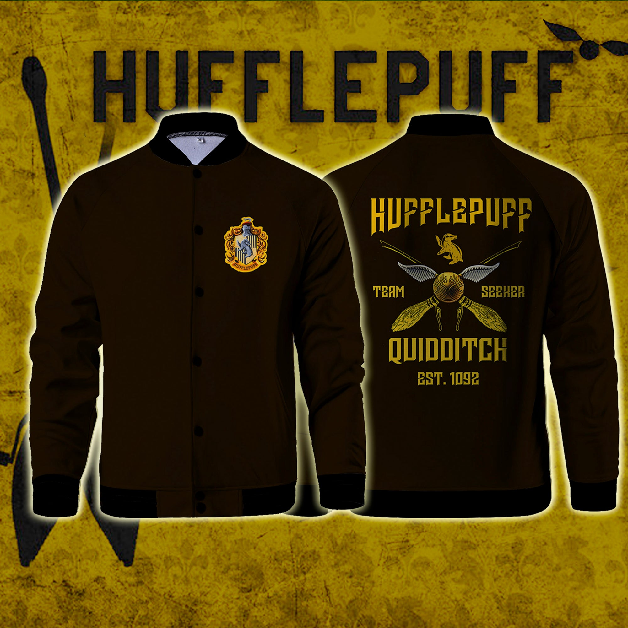 Hufflepuff Quidditch Team Harry Potter Baseball Jacket