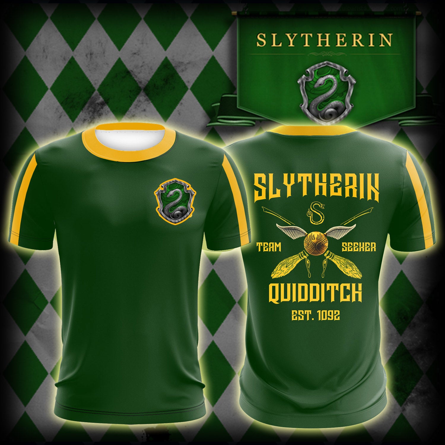 Slytherin Quidditch Team Est 1092 Harry Potter Unisex 3D T-shirt