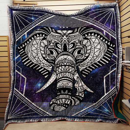 Indian Elephant 3D Quilt Blanket Queen (203x228CM)