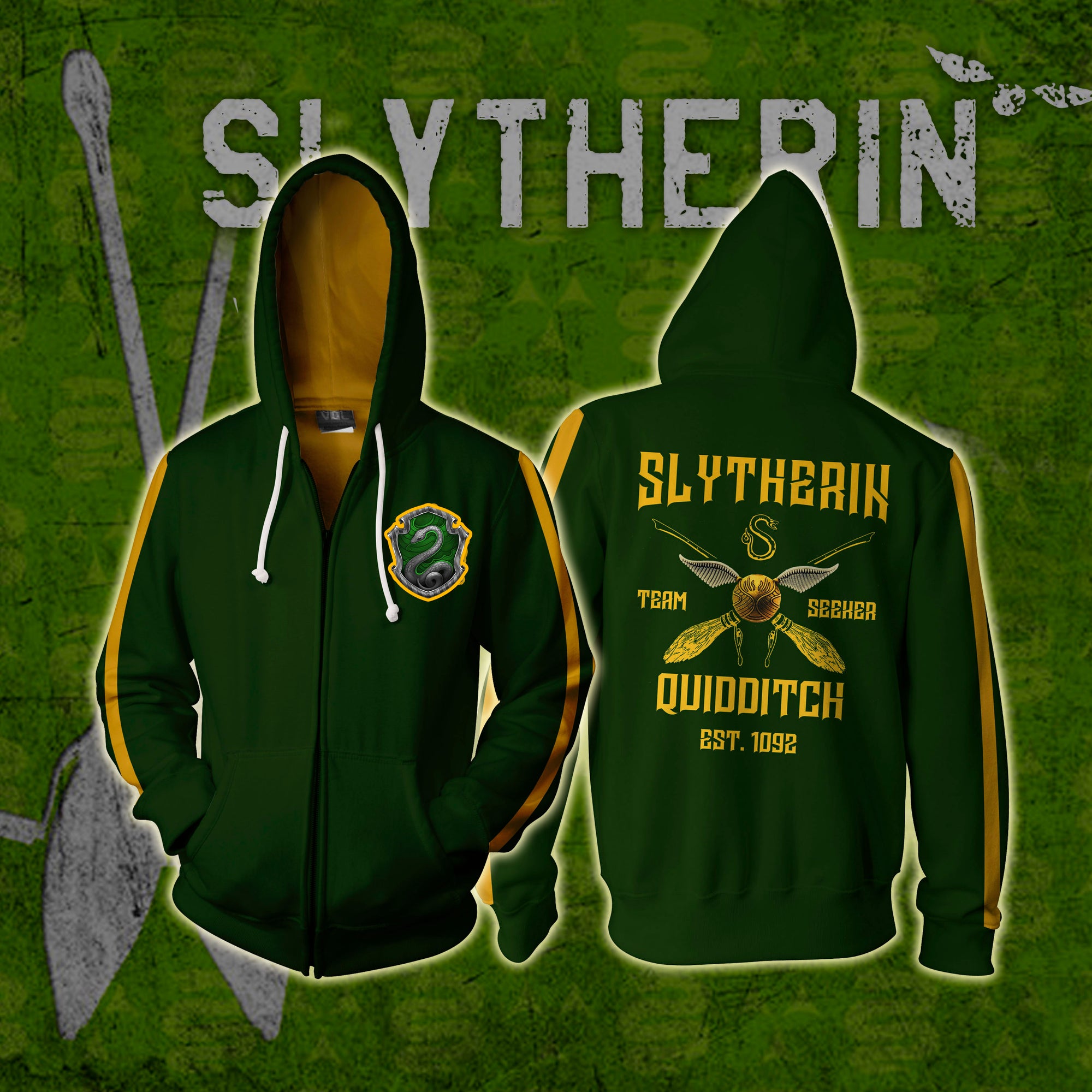 Slytherin Quidditch Team Est 1092 Harry Potter Zip Up Hoodie