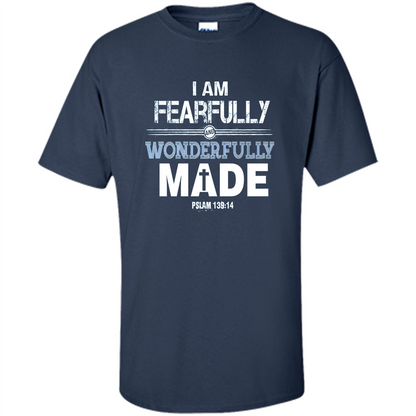 Christian T-shirt I Am Fearfully And Wonderfully Made Navy