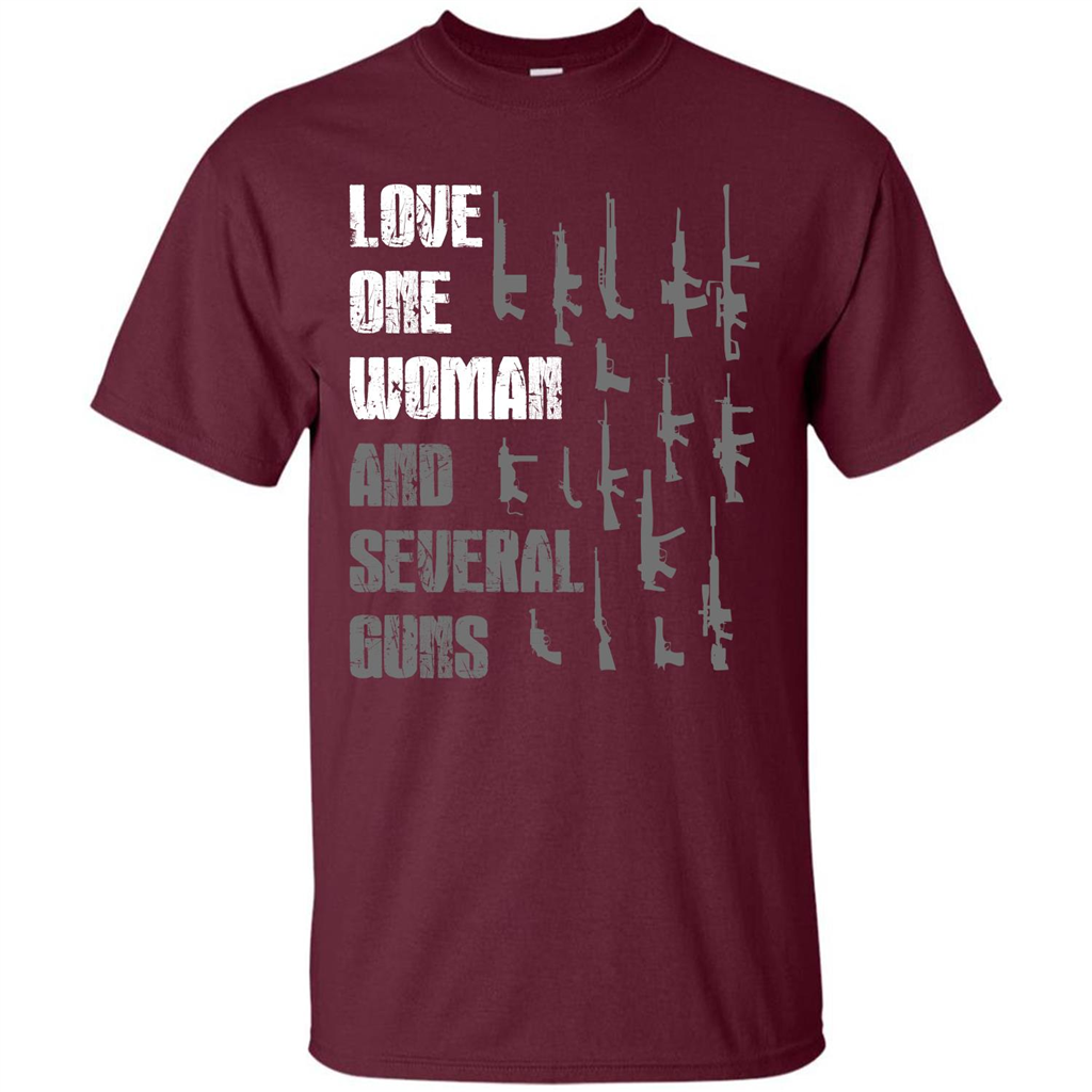 Gun T-shirt Love One Woman And Several Guns T-shirt Maroon