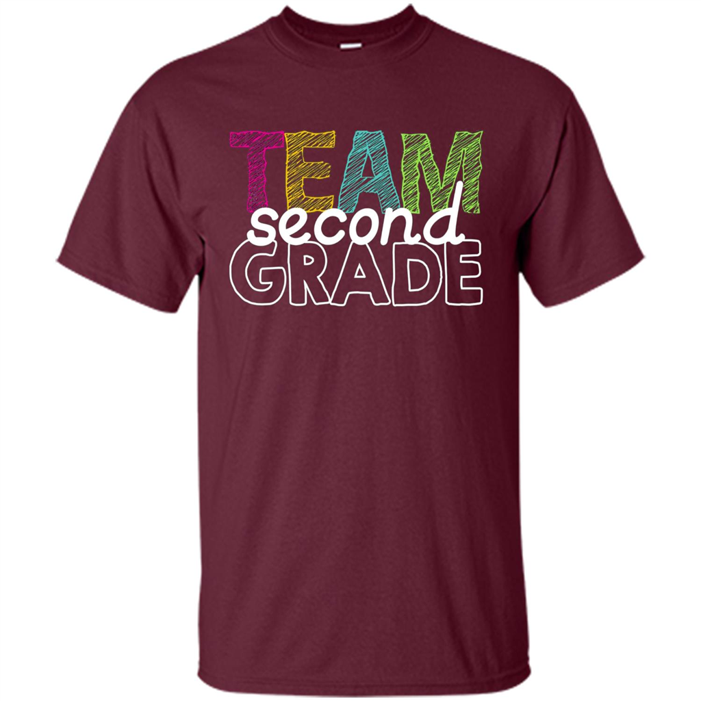 Team Second Grade Teacher T-Shirt Maroon