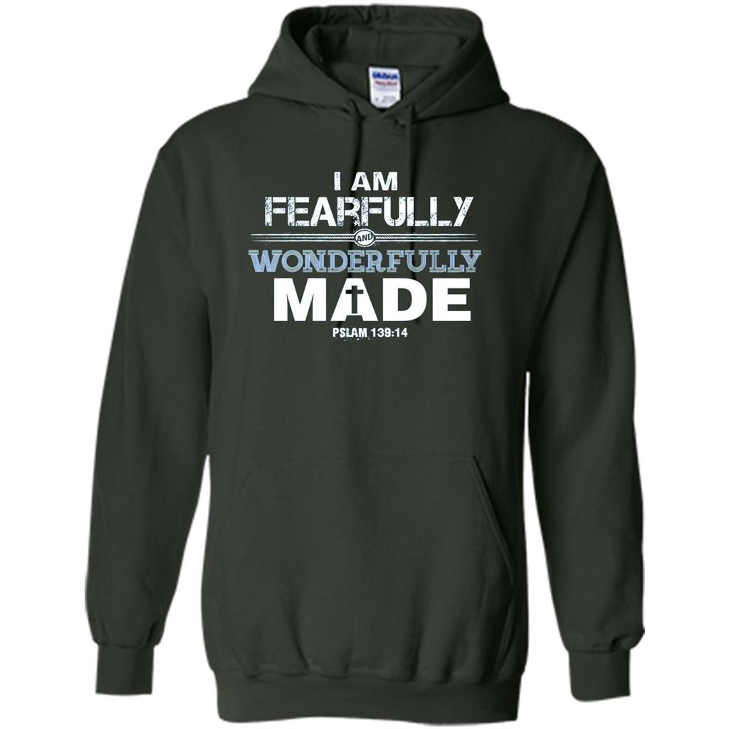 Christian T-shirt I Am Fearfully And Wonderfully Made Forest Green