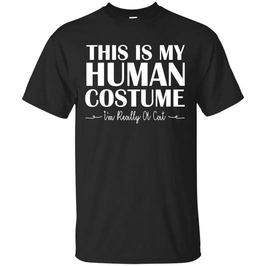 Halloween T-shirt This Is My Human Costume I'm Really A Cat T-shirt Black