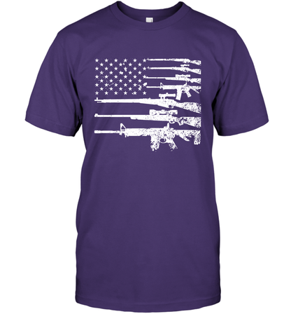 Gun US Flag Veteran Miltary Shirt T-Shirt T-Shirt Purple