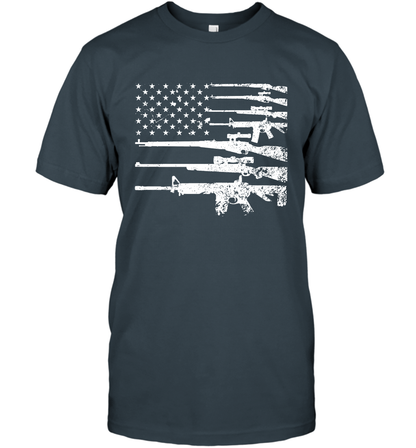 Gun US Flag Veteran Miltary Shirt T-Shirt T-Shirt Charcoal