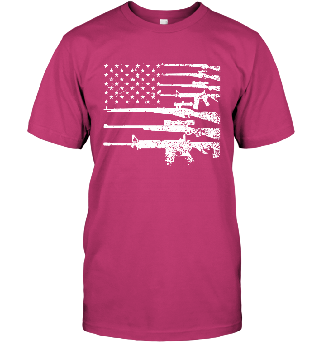 Gun US Flag Veteran Miltary Shirt T-Shirt T-Shirt Heliconia