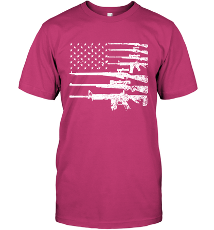 Gun US Flag Veteran Miltary Shirt T-Shirt T-Shirt Heliconia