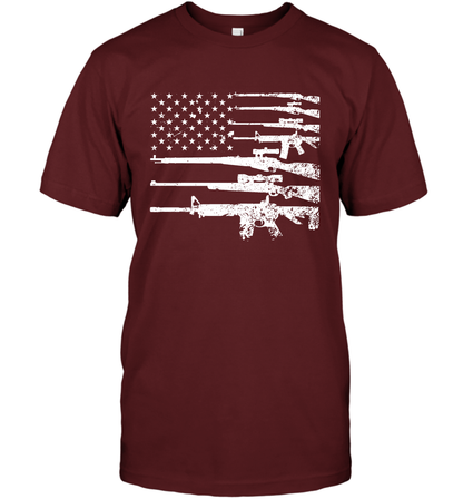 Gun US Flag Veteran Miltary Shirt T-Shirt T-Shirt Cardinal