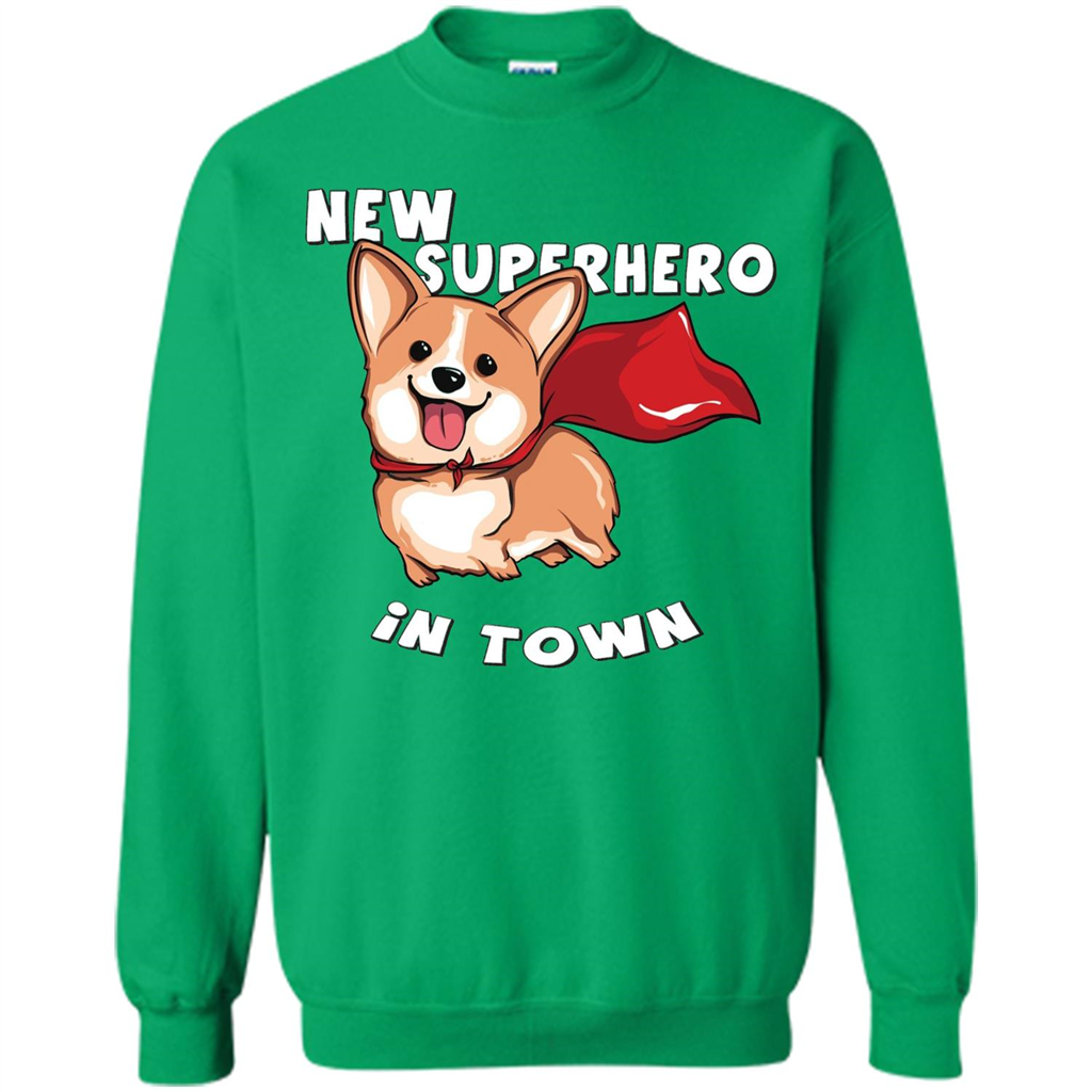 Corgi Doggy T-Shirt New Superhero In Town T-shirt Irish Green