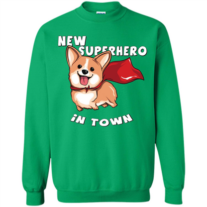Corgi Doggy T-Shirt New Superhero In Town T-shirt Irish Green