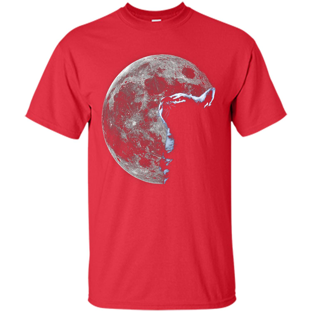 Cat Lover T-shirt Cat And Moon Red