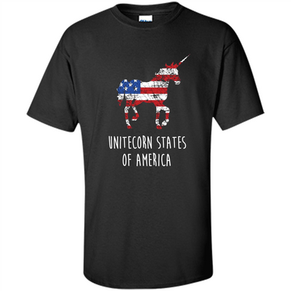 Unicorn T-shirt Unitecorn States of America Funny 4th of July Black