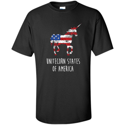 Unicorn T-shirt Unitecorn States of America Funny 4th of July Black