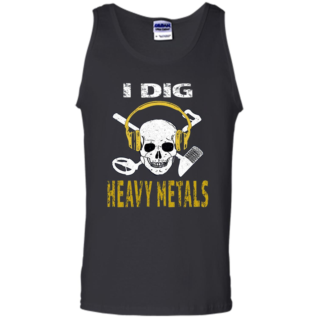 I Dig Heavy Metals Metal Detector Skull Treasure Hunt T-shirt White