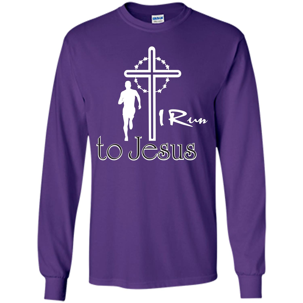 Christian T-shirt I Run To Jesus T-shirt Purple