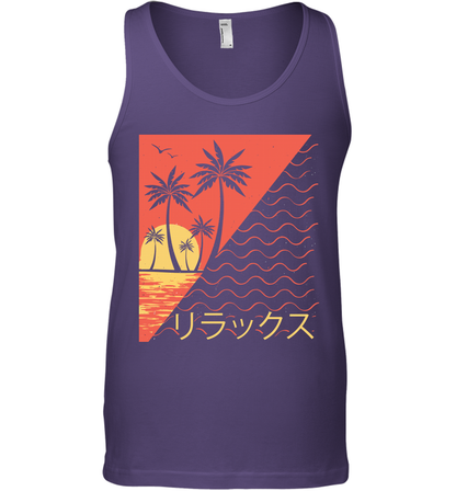 Japan Poster Like Sunset Wave Cool Vibe Shirt Tank Top Tank Top Purple