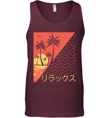 Japan Poster Like Sunset Wave Cool Vibe Shirt Tank Top Tank Top Maroon
