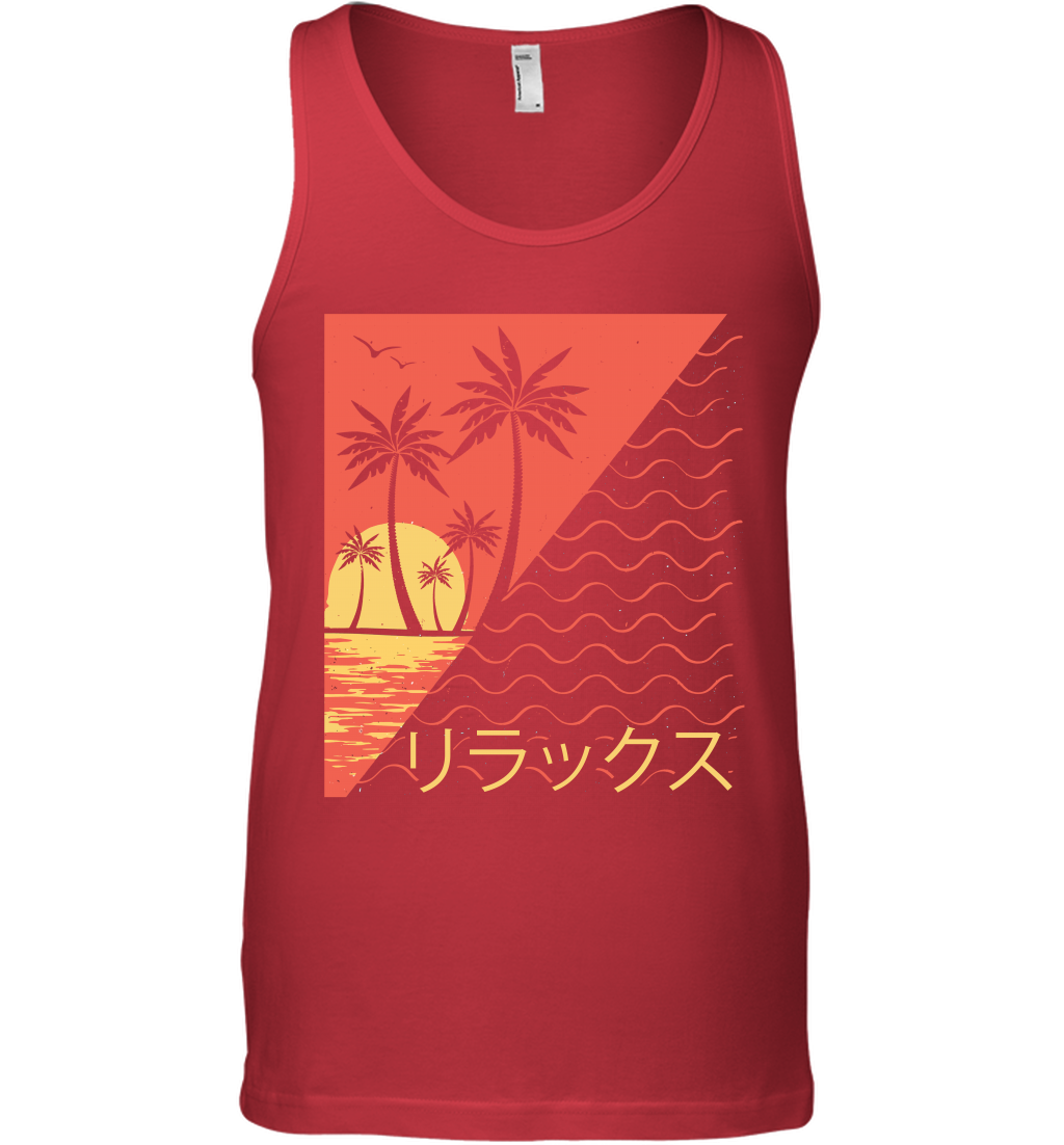 Japan Poster Like Sunset Wave Cool Vibe Shirt Tank Top Tank Top Red