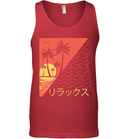 Japan Poster Like Sunset Wave Cool Vibe Shirt Tank Top Tank Top Red